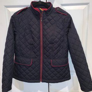 Talbots Black Quilted Jacket with Red Accents